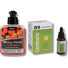 Resim Caas Çilek Aromalı Isıtıcılı Cinsel Masaj Yağı 100 ml + Cantharis D9 Kadınlara Özel Damla 