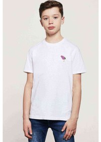 Resim Pembe Çiçekler Leylak Çiçeği Baskılı Unisex Çocuk Beyaz T-Shirt 
