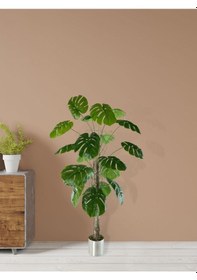 Resim Gümüş Saksılı Yapay Monstera 18 Dallı Çalılı Gövde 120 x 60 CM 