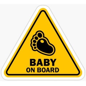 Resim Arabada Bebek Var Sticker oto Yapıştırma Etiket 18cm MD13 