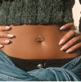 Resim 316 L Çelik Küçük Topçuklu Düz Halka Göbek Piercingi 6 Mm Silver Renkli 