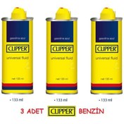 Resim Clipper Benzin Çakmak Benzini 3 x 133 ML + 20'li Çakmak Taşı 