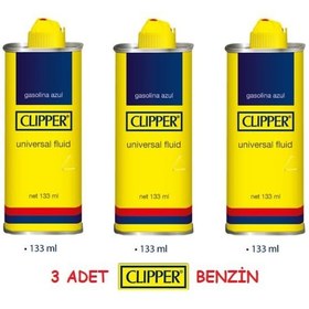 Resim Clipper Benzin Çakmak Benzini 3 x 133 ML + 20'li Çakmak Taşı 