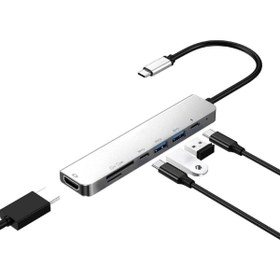Resim Kelepir Fırsatlar Paslanmaz Metal Kasa 7 In 1 Sd Usb Type-c Hub Hdmı Girişli Macbook Dell Huawei Çevirici Çoklayıcı 