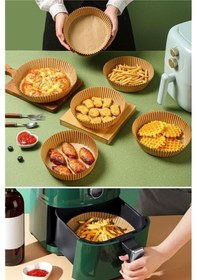 Resim 50 Adet Air Fryer Pişirme Kağıdı Tek Kullanımlık Hava Fritöz Yağ Geçirmez Yapışmaz Tabak Model Kahverengi 