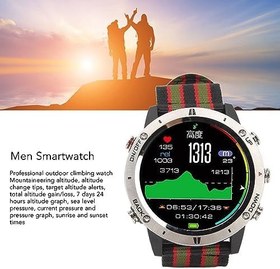 Resim Alomejor Erkekler için Smartwatch Bluetooth 4.0 50M Su Geçirmez 1.28 Inç IPS TFT Tam Dokunmatik Ekran Dijital Spor İzle (Çizgili Tip) 