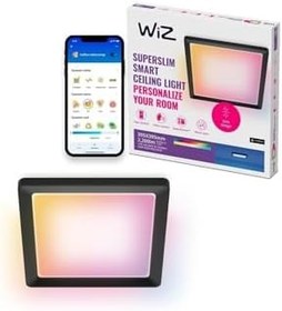Resim Wiz Siyah Akıllı Sıva Üstü RGB Kare Panel Tavan Armatürü 17W 