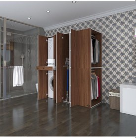 Resim Kenzlife Çamaşır-Kurutma Makinesi Dolabı Ve Giysi Dolabı Çekmeceli Eşari Sağ Cvz 187 160 60 Banyo Çok Renkli 