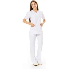 Resim Mervem Hemşire Forma Tek Üst V Yaka Alpaka Kumaş 