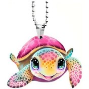 Resim Jms Yaratıcı Renkli Akrilik Araba Kolye Sevimli Deniz Kaplumbağası Anahtarlık 