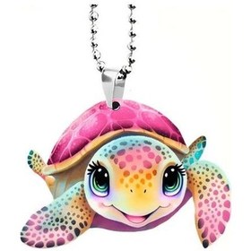 Resim Jms Yaratıcı Renkli Akrilik Araba Kolye Sevimli Deniz Kaplumbağası Anahtarlık 