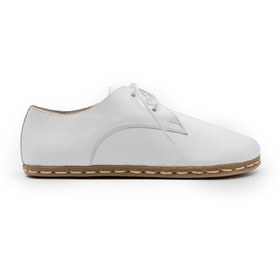 Resim Anka's Atelier Anka’s Yalın Bodrum White Kadın Oxford Barefoot Ayakkabı | El Yapımı Deri Ayakkabı 