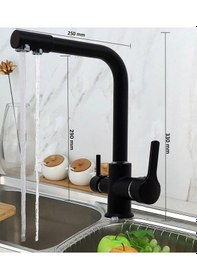Resim L&G Premium 3 Yollu Musluk Arıtmalı Krom Eviye Bataryası Su Arıtma Musluğu 