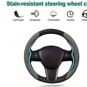 Resim Hightower Tesla Model 3/y İçin Ultra İnce Ter Emici Volkanik Koyu Kül Rengi Direksiyon Kılıfı Geliştirilmiş Volkanik Koyu Kül 