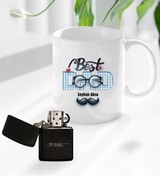 Resim Bk Gift Kişiye Özel Babalar Günü Hediyesi Best Dad Tasarımlı Kupa Bardak Ve Benzinli Çakmak Seti-1 