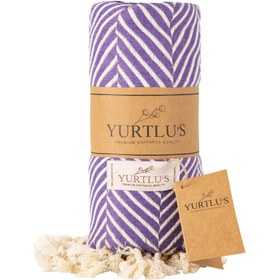 Resim YURTLU'S Sapphire Sands Series Turkish Beach Towel Pre-Washed 38"x72" Quick Dry and Highly Absorbent Oversized Sand-Free Stylish and Versatile for Beach, Spa, and Home Light 100% Cotton Peshtemal - Purple 