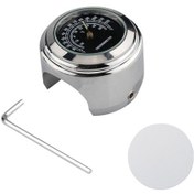 Resim Motosiklet Bisiklet Atv 22-25mm Direkli Sıcaklık Ölçer - Alüminyum Kasa, Gümüş Siyah Ekran, Dahili Pil 