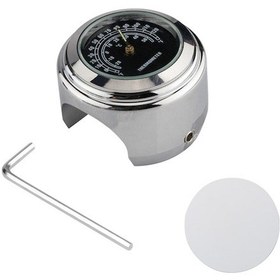 Resim Motosiklet Bisiklet Atv 22-25mm Direkli Sıcaklık Ölçer - Alüminyum Kasa, Gümüş Siyah Ekran, Dahili Pil 