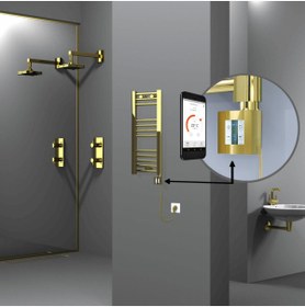 Resim Radiva HAITI Elektirikli Havlupan 300x700 Düz Altın (KTX4 Termostat) 200W Spiral Kablolu 