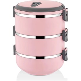 Resim Mobgift Freshbox 3 Katlı Sefer Tası Yemek Termosu - Pudra Pembe 