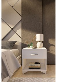 Resim Metalia Gm 026 Beyaz Tek Çekmeceli Komidin 