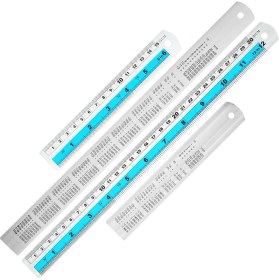 Resim Solar Sanc 12+6 Inç Metal Cetvel Set-Düz Kenar Cetvelinin Hem Emperyal Hem De Metrik Ölçümleri Var, Dıy Projeleri Için Mükemmel, Mavi (Yurt Dışından) 