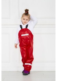 Resim Gökçecik Tekstil Çocuk Yağmur Tulumu Kırmızı - Yağmur Pantolonu Unisex Kırmızı 