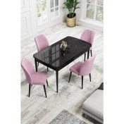 Resim Canisa Concept Canisa Rio Serisi 80 x 132 cm Mdf Açılabilir Siyah Mermer Desen Mutfak Masa Takımı + 4 Adet Sandalye 