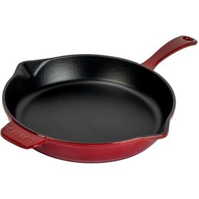 Resim Lava Döküm Yuvarlak Kızartma Tavası Döküm Demir Yekpare Saplı. Çap Ø 28cm-bordo Bordo 