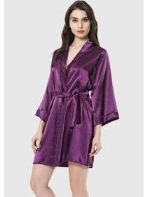 Resim Ahu Aria's Closet Mor Kısa Saten Sabahlık Mor 