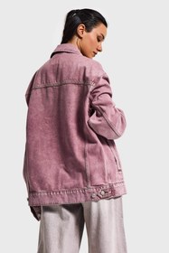 Resim Kadın Lila 3s6-98 Oversize Özel Yıkamalı Bol Kesim Denim Ceket - Lila / S 