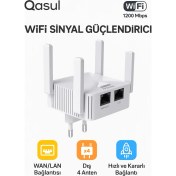Resim TX01 Wifi Sinyal Güçlendirici - 1200 Mbps 4 Antenli, Wan/lan Portlu, Tak Çalıştır Modem Güçlendirici 