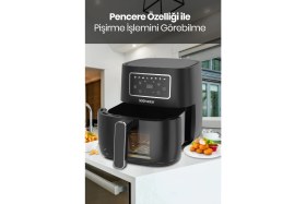 Resim Goldmaster Versay 1700W Xl Dokunmatik 8 Ön Ayarlı Cam Kapaklı Hazne Aydınlatmalı Airfryer Sıcak Hava Fritözü 