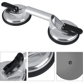 Resim Depolife 1 Adet Çiftli Saplı Vantuz Vakum Aleti Cam Fayans Işleri Alüminyum Gövde Vantuz Profesyonel 