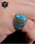 Resim Gümüş Erkek Yüzük Firuze Taşlı 