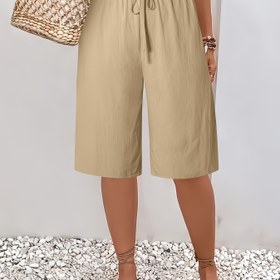 Resim Kadınlar için Günlük Düz Renk Şortlar, Sahte İpli, Polyester, Makinede Yıkanabilir - Her Mevsim, Plaj Pantolonu, Rahat Tarz, TÜM/DÜNYA/All 