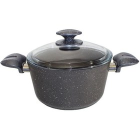 Resim Fms Granit Derin Tencere 22 CM Cam Kapaklı Gri Renk 