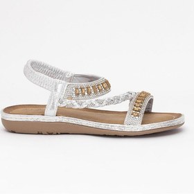 Resim Guja 25y152-1 Kadın Taşlı Düz Sandalet Gümüş Gümüş 