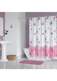 Resim Zethome Banyo Perdesi 6020 1x180x200, Perde Borusu Askı Aparatı Köşe Boru Beyaz Hediyeli, Duş Perdesi Seti Çok Renkli 