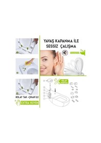 Resim Bagno, Diamond Klozet Kapağı, Beyaz, Yavaş Kapanan, Pp Siyah 