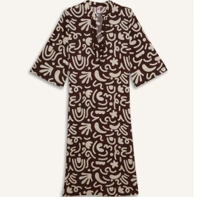 Resim DeFacto Regular Fit Desenli Pamuklu Midi Plaj Elbisesi-Fall in Love E5099AX25SPBN341 