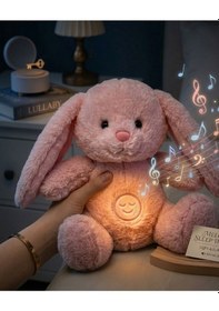 Resim Tavşan Peluş Oyuncak Uyku Arkadaşı Nefes Alan Müzikli 30cm Tavşan Nefes Alan Çok Renkli 