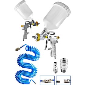 Resim Proxtech Havalı Üstten Depo 1,3mm Boya Tabancası, Spiral Hava HORTUMU15 mt Hava Jakı Takım Set 