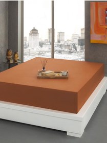 Resim Geniş Yataklara Uygun Saten Çarşaf Kaygan Dokulu, Modern Şıklık Turuncu 