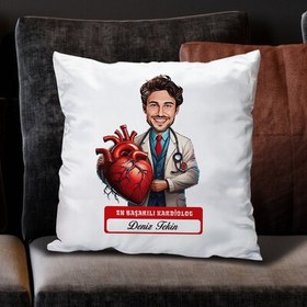 Resim En Başarılı Erkek Kardiolog Karikatürlü Yastık 