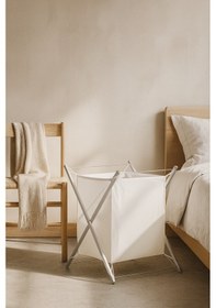 Resim Metal Paslanmaz Kirli Çamaşır Sepeti Beyaz 