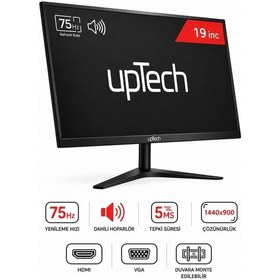 Resim Uptech 19" Geniş Ekran 75 Hz 5ms Dahili Hoparlör Sesli Led Monitör 