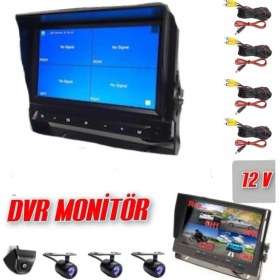 Resim Özgürce 4 Kameralı Araç Monitörü, 12V, 64GB Destekli, Sd Kart Seti Dahil 