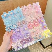 Resim 10 Adet Çiçekli Fiyonk Saç Lastiği Seti, Sevimli Saç Bantları, Zararsız Kızlar için Örgü Saç İpleri, Kartonsuz, Poşetli Aksesuarlar 