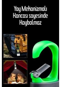 Resim Çok Fonksiyonlu Type-c Girişli Kancalı 750 Lümen Şarjlı 4 Mod Aydınlatma Kamp Lambası Araç Tamirci Çalışma Vb Feneri Gri 